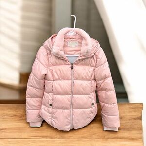 Michael Kors Girls Pink Puffer Jacket with Hood